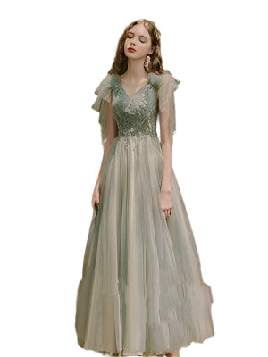 Bridesmaid Long Skirt Female Wedding Dress Host Annual Meeting Dinner Green - Durage Collection