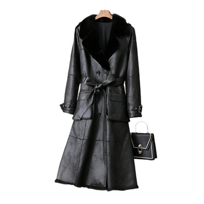 Elegant Rabbit Fur OL Commuter Long Jacket - Durage Collection