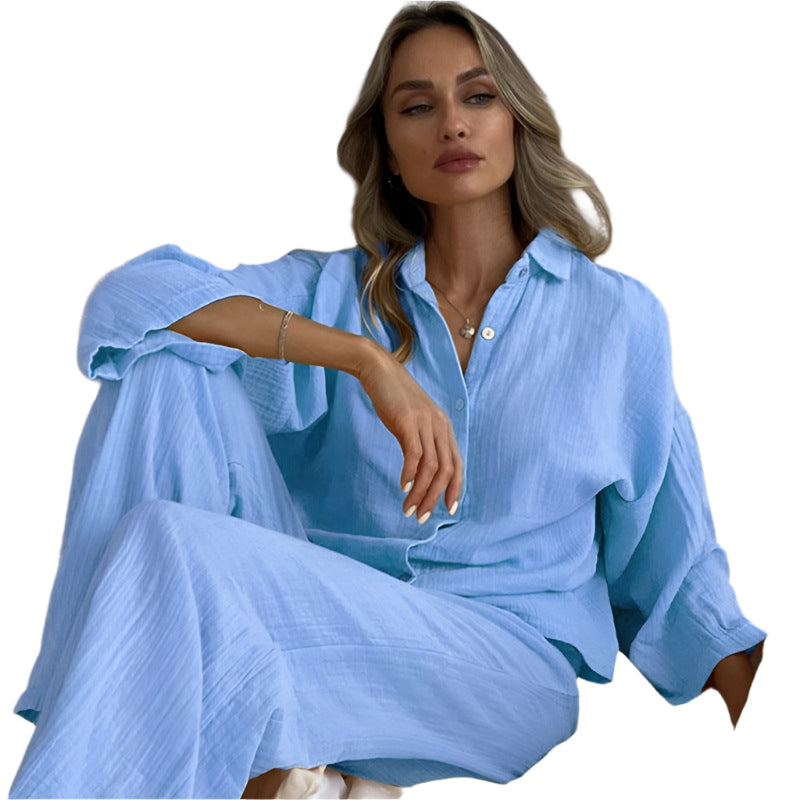 Double-layer Gauze Breathable And Loose Fashion Ladies Home Leisure Suit - Durage Collection