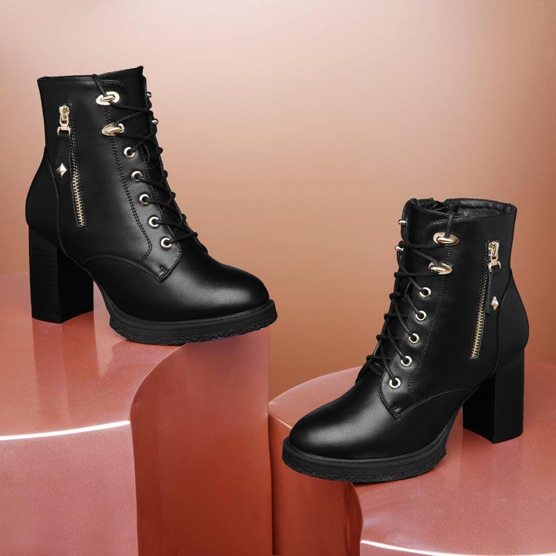 S Women's Shoes British Style Autumn And Winter Single Boots High Heels Women - Durage Collection