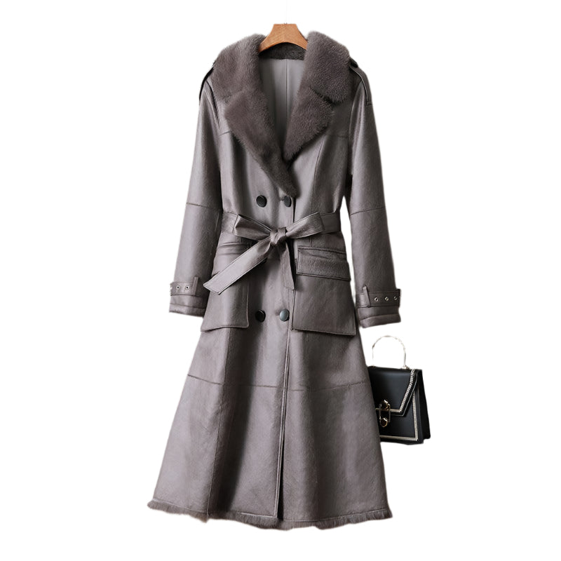 Elegant Rabbit Fur OL Commuter Long Jacket - Durage Collection