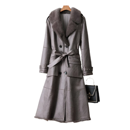 Elegant Rabbit Fur OL Commuter Long Jacket - Durage Collection