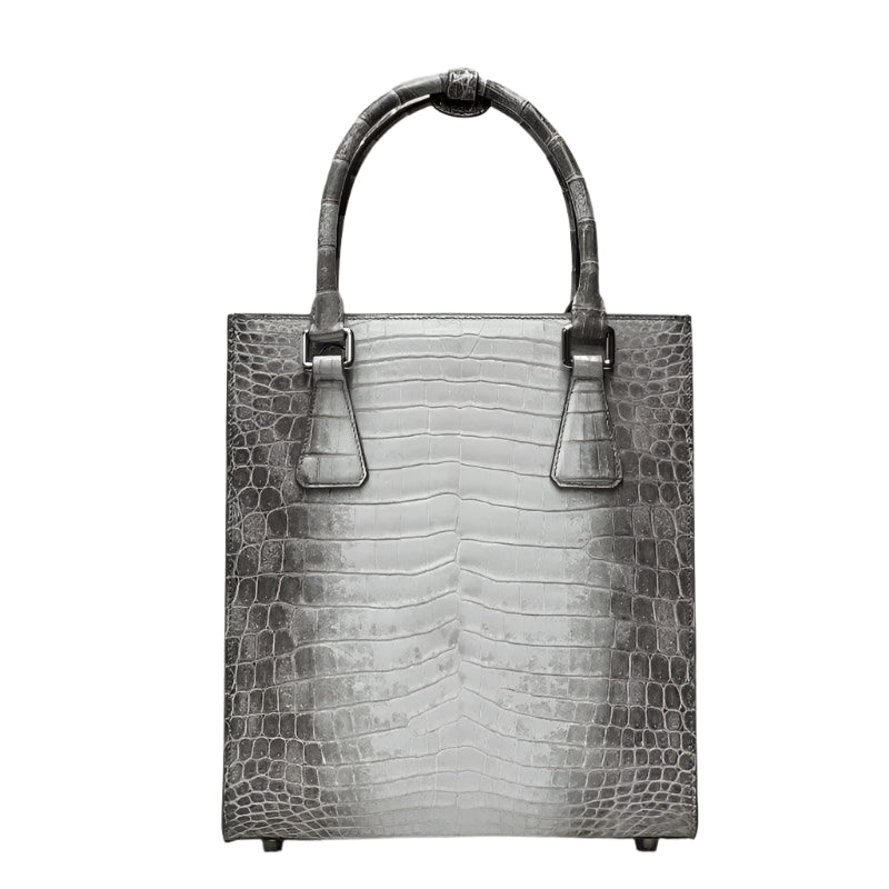 Elegant Himalaya White Crocodile Leather Crossbody Tote - Durage Collection