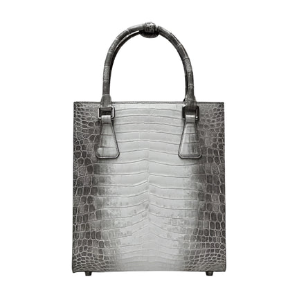 Elegant Himalaya White Crocodile Leather Crossbody Tote - Durage Collection