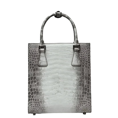 Elegant Himalaya White Crocodile Leather Crossbody Tote - Durage Collection