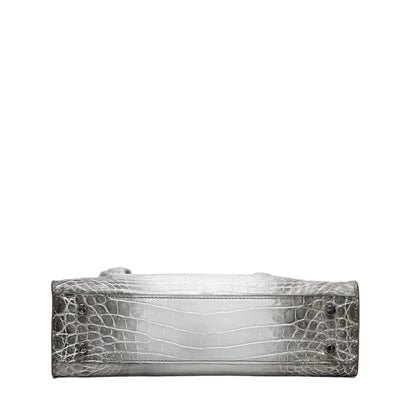 Elegant Himalaya White Crocodile Leather Crossbody Tote - Durage Collection