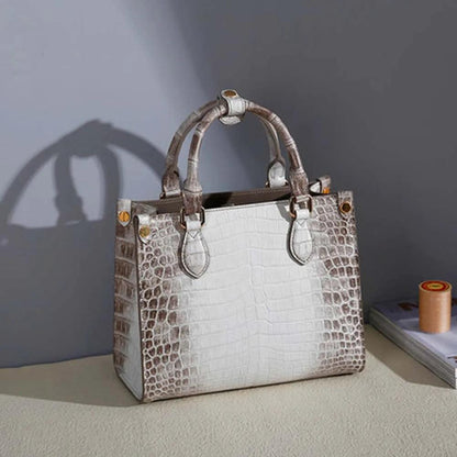 Chic Womens Shoulder Tote in Crocodile Leather - Durage Collection