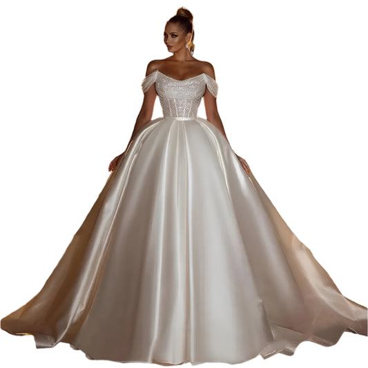 A-Line Off Shoulder Wedding Dresses Shiny Bohemia Women's - Durage Collection