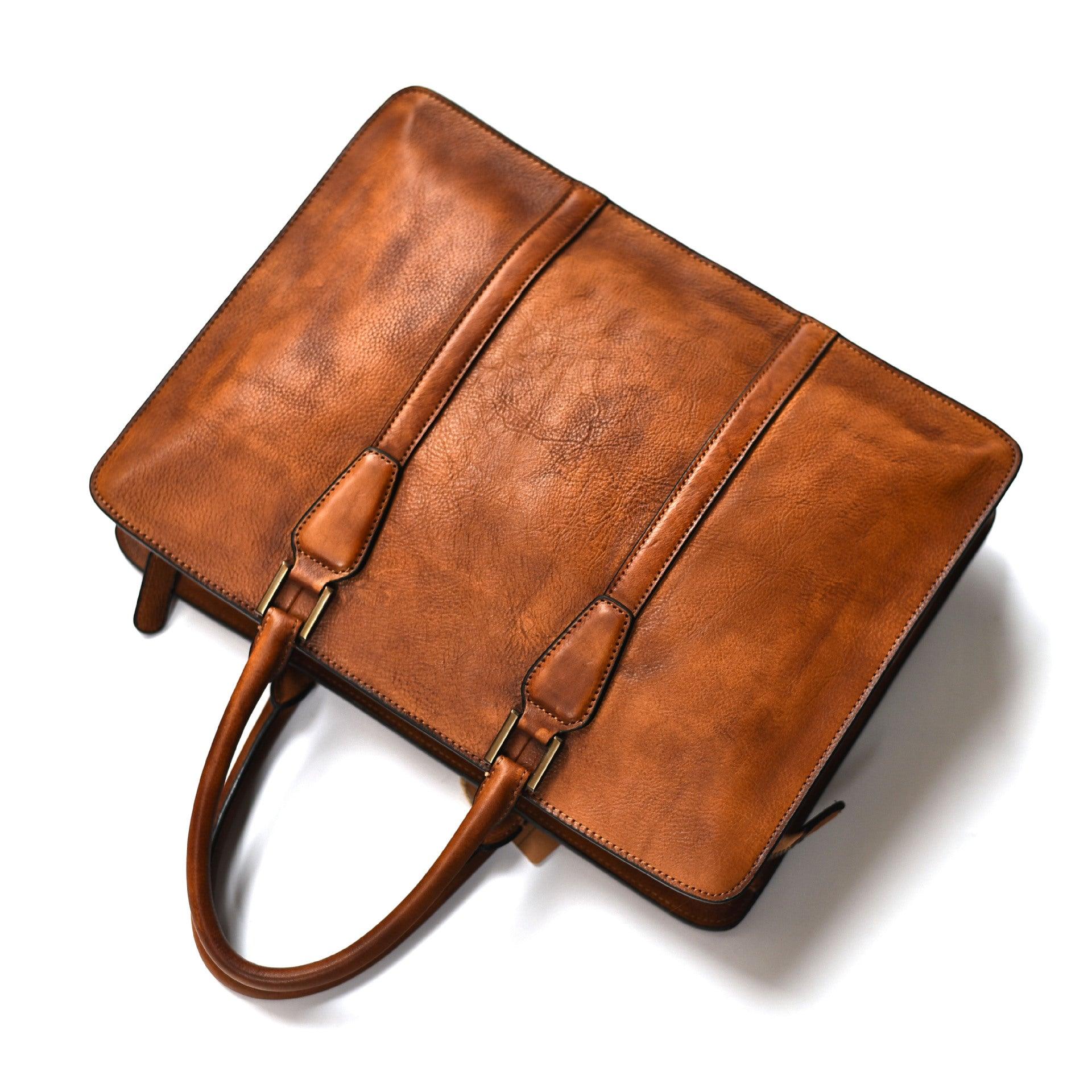 Men's Handbag - Vegetable Tanned Leather Retro Horizontal - Durage Collection