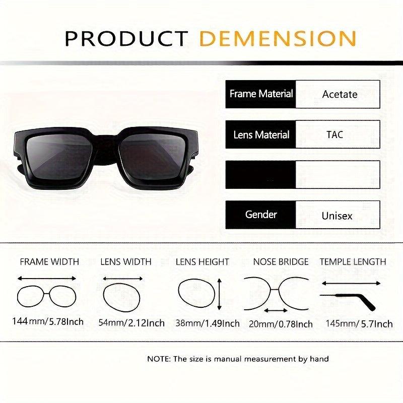 Classic Versatile Thick Square Frame Concave Polarized, For Men Women Casual Business Outdoor Sports Party Vacation Travel Driving Fishing Supply Photo Prop, Ideal Choice For Gift - Durage Collection