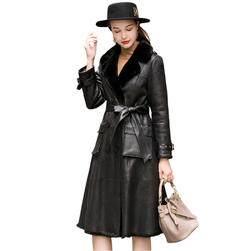 Elegant Rabbit Fur OL Commuter Long Jacket - Durage Collection