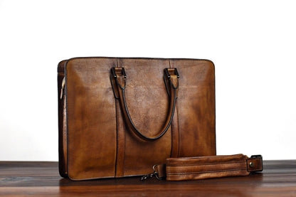 Men's Handbag - Vegetable Tanned Leather Retro Horizontal - Durage Collection