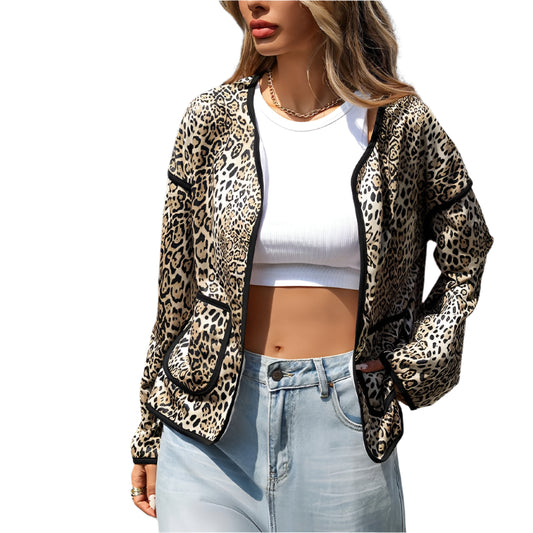 Fashion Buckle-free Cardigan Leopard Print Coat For Women - Durage Collection