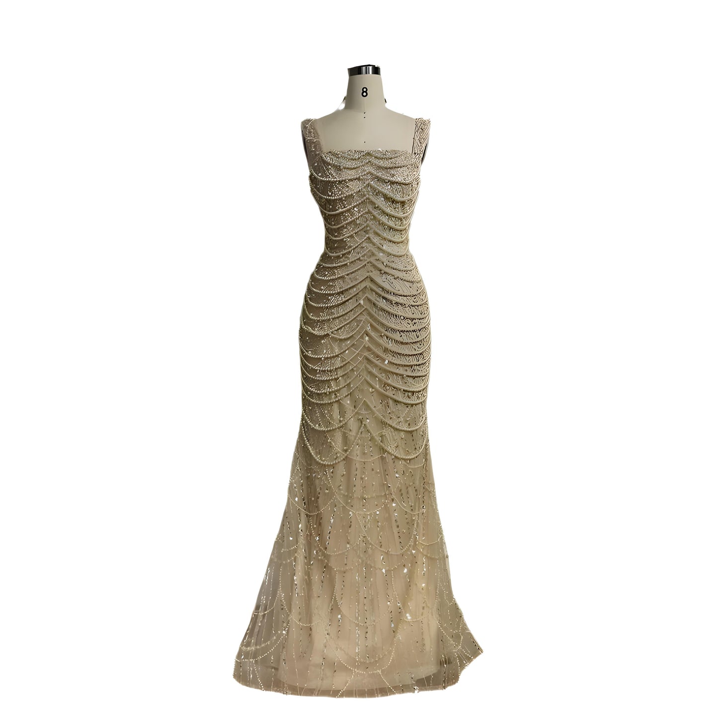 LustrePearl Nude Beaded Dress - Durage Collection