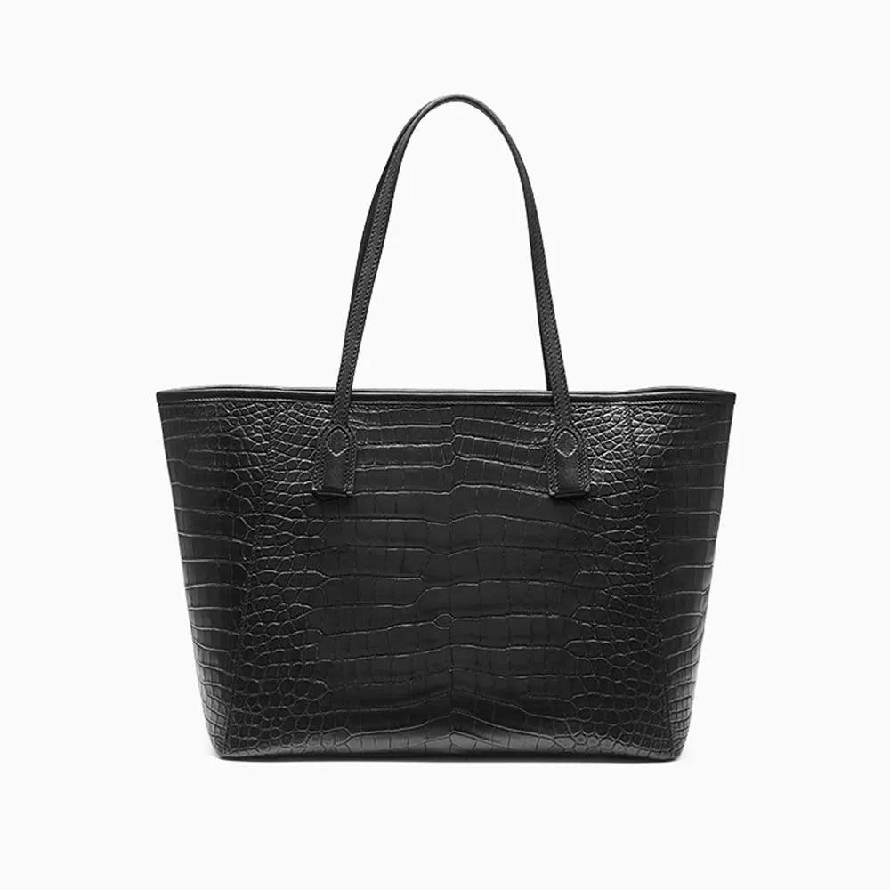 Elegant Imported Crocodile Leather Womens Large Tote - Durage Collection