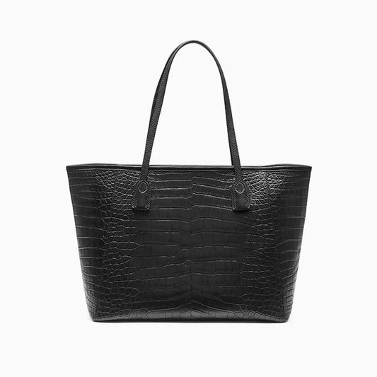 Elegant Imported Crocodile Leather Womens Large Tote - Durage Collection