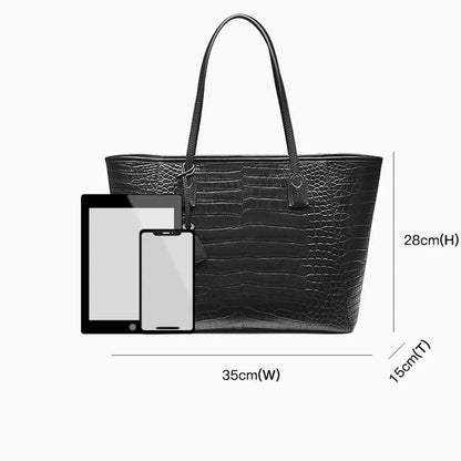 Elegant Imported Crocodile Leather Womens Large Tote - Durage Collection