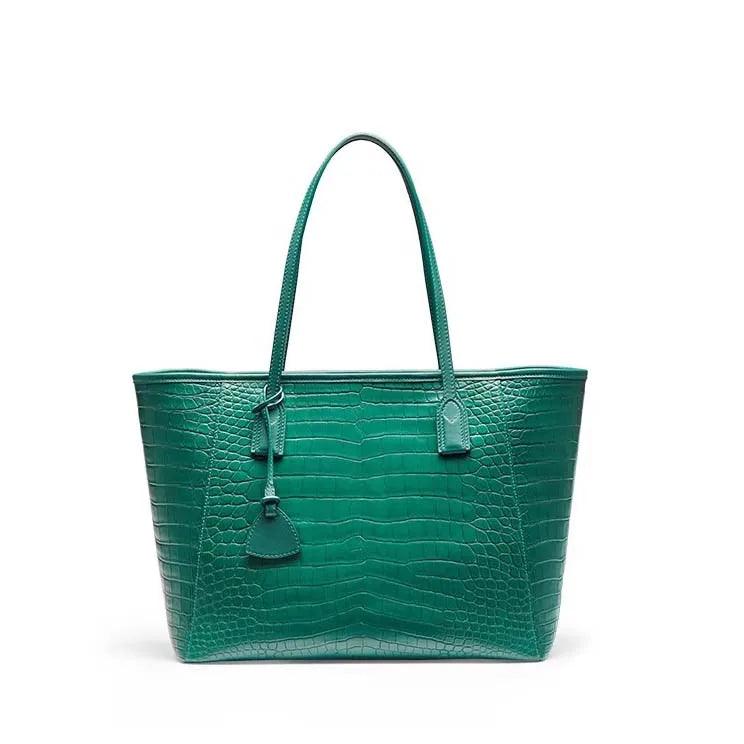 Elegant Imported Crocodile Leather Womens Large Tote - Durage Collection