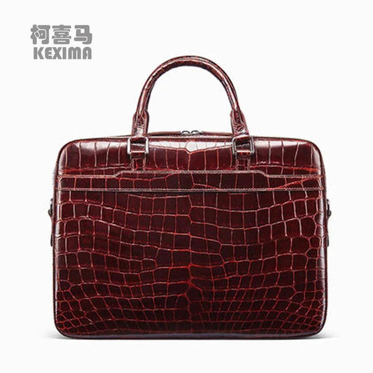 Gete Men's Crocodile Leather Briefcase – Handcrafted - Durage Collection