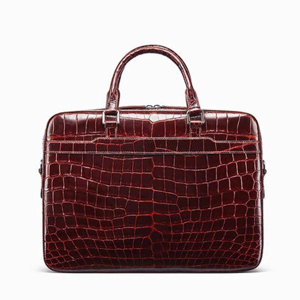 Gete Men's Crocodile Leather Briefcase – Handcrafted - Durage Collection