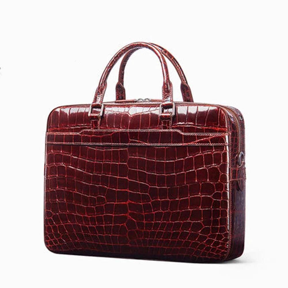 Gete Men's Crocodile Leather Briefcase – Handcrafted - Durage Collection