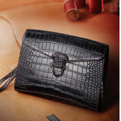 Gete Men’s Crocodile Leather Clutch Bag - Durage Collection