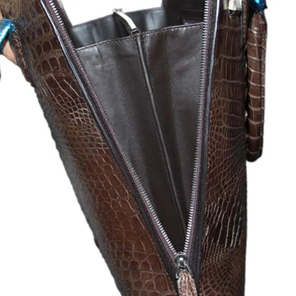 Mens Vertical Crocodile Leather Shoulder Bag - Durage Collection