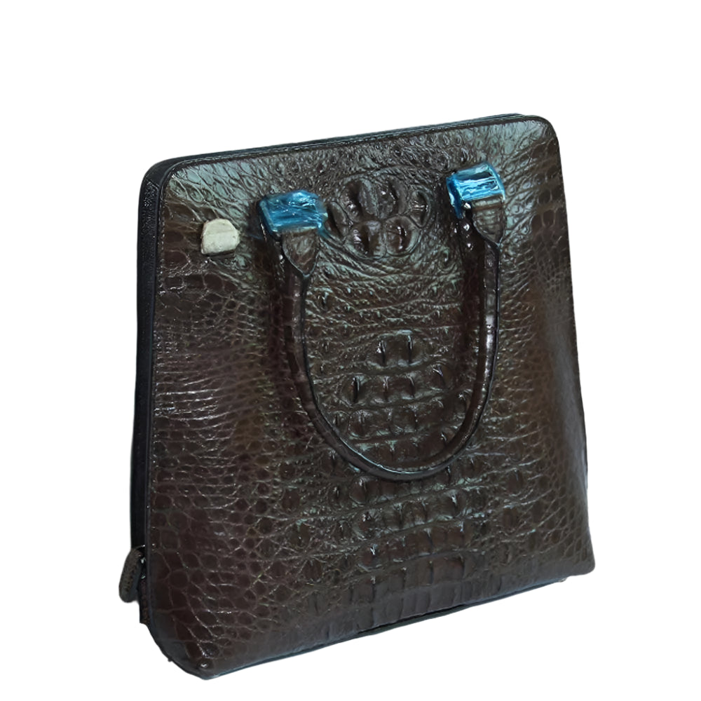 Mens Vertical Crocodile Leather Shoulder Bag - Durage Collection