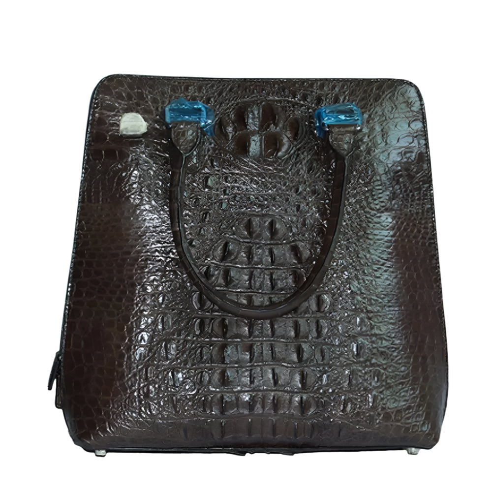 Mens Vertical Crocodile Leather Shoulder Bag - Durage Collection