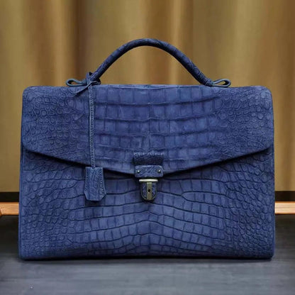 Lizhuangya Men’s Crocodile Embossed Business Bag - Durage Collection