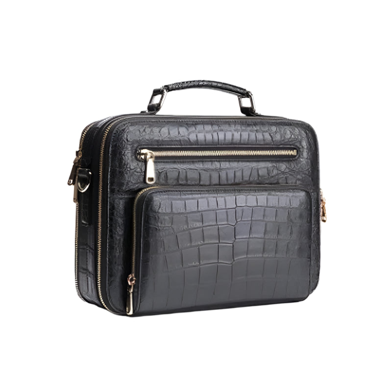 Certainly Heres an SEOfriendly approach for your product Product Page TitleElegant Black Genuine Crocodile Leather Mens Briefcase Luxury Office Bag Meta DescriptionDiscover unparalleled sophistication with our Elegant Black Genuine Crocodile Leather Mens - Durage Collection