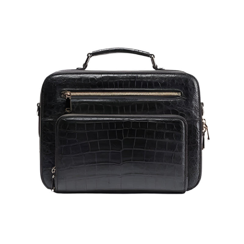 Certainly Heres an SEOfriendly approach for your product Product Page TitleElegant Black Genuine Crocodile Leather Mens Briefcase Luxury Office Bag Meta DescriptionDiscover unparalleled sophistication with our Elegant Black Genuine Crocodile Leather Mens - Durage Collection