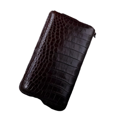 Genuine Crocodile Mens Black and Red Wine Clutch - Durage Collection