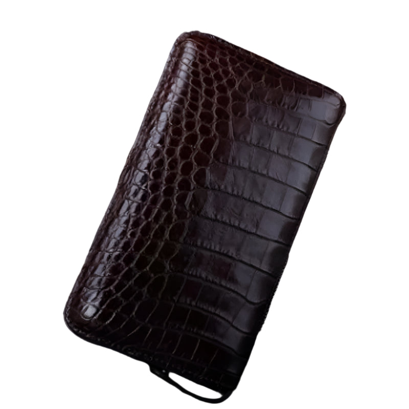 Genuine Crocodile Mens Black and Red Wine Clutch - Durage Collection