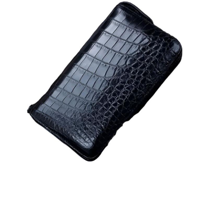 Genuine Crocodile Mens Black and Red Wine Clutch - Durage Collection