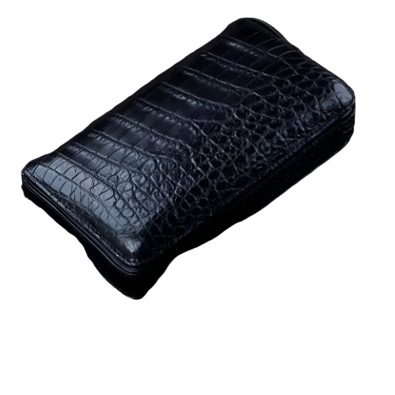 Genuine Crocodile Mens Black and Red Wine Clutch - Durage Collection