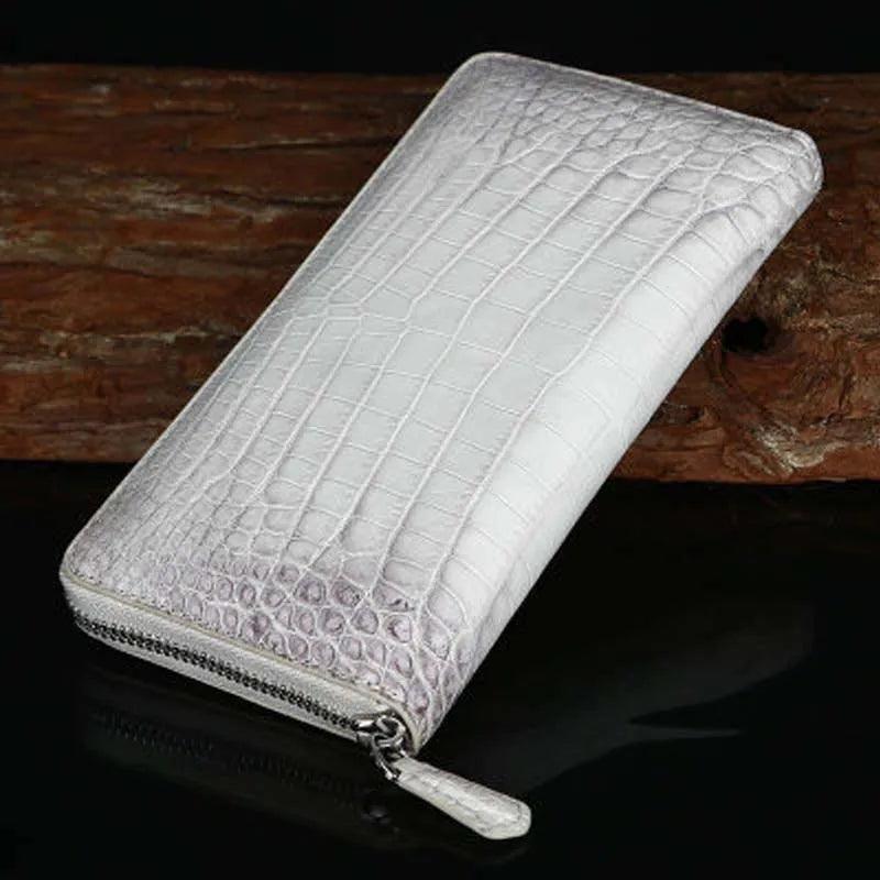 Ourui Genuine Leather Mens Himalayan White Clutch Wallet - Durage Collection