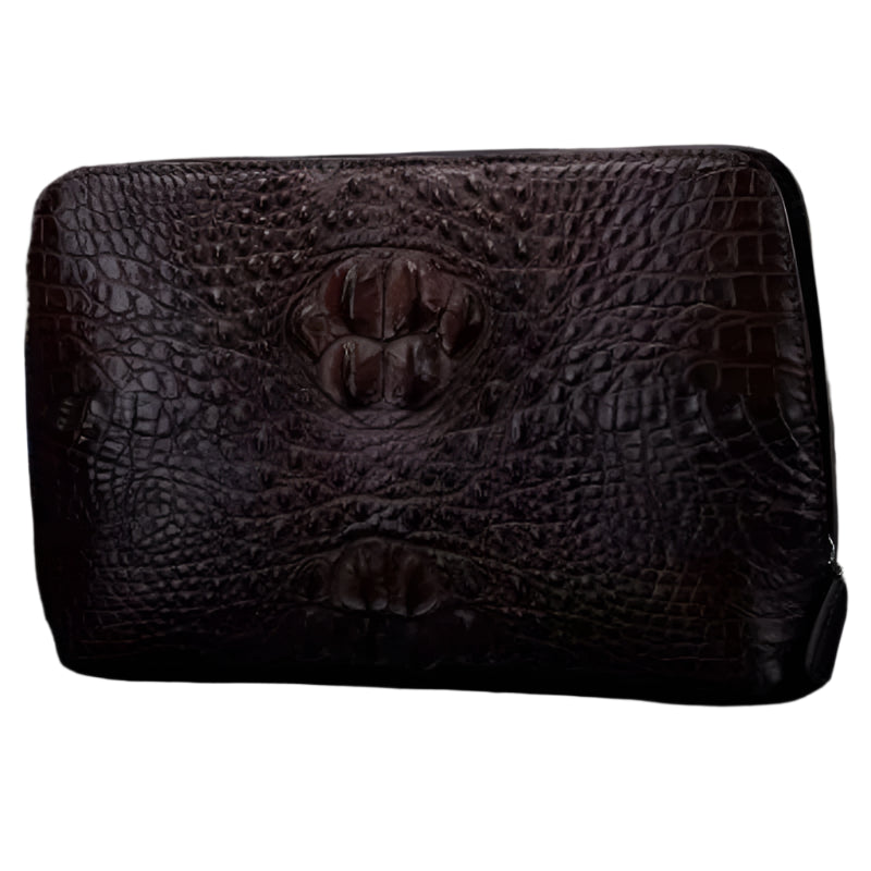 Luxurious Wine Red Crocodile Leather Mens Clutch Bag - Durage Collection